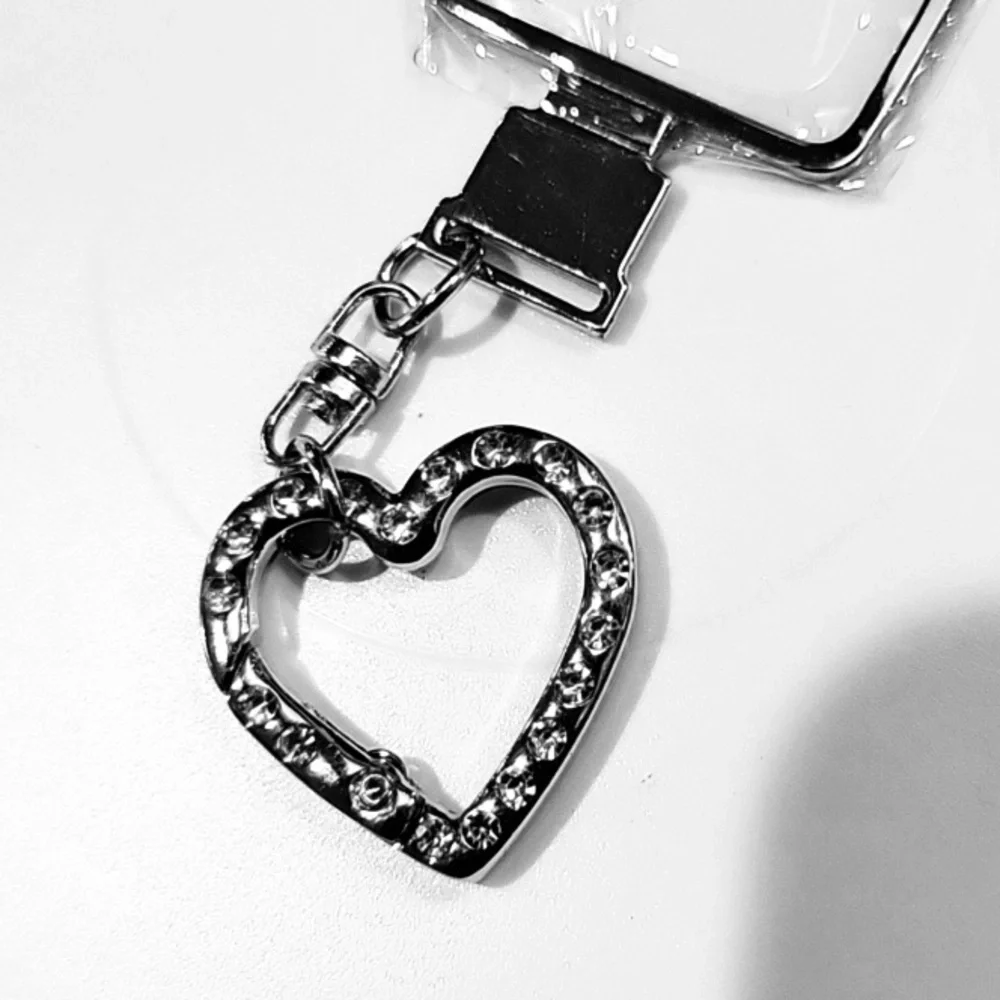 KEYCHAIN: Silver Perfume Bottle with Heart Charm, NWOT
